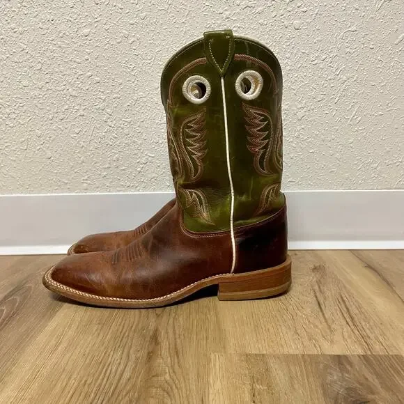 Justin Mens Square Toe Casual Work Boots Brown Green Size 11.5 D - style BR307 - Picture 4 of 14